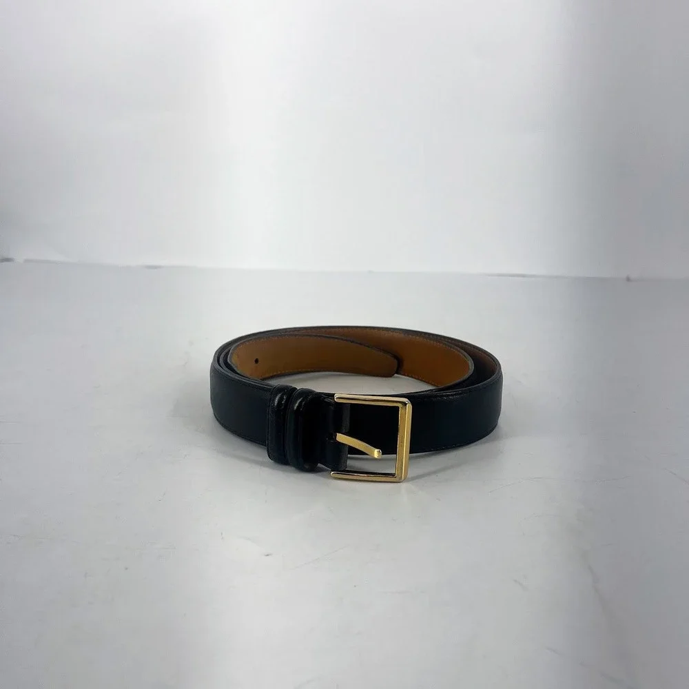 Gant Mens Black Glove Tanned Cowhide Leather Belt Gold Buckle Size 42 1515086‎